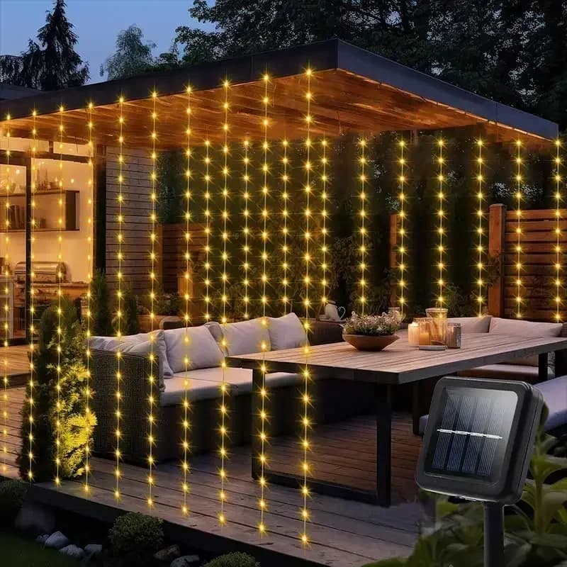 300 LED Lumini cortină solare impermeabile