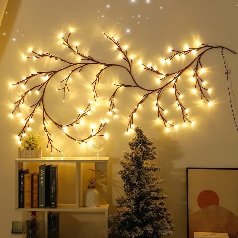 Bandă luminoasă decorativă vintage cu crenguțe de salcie