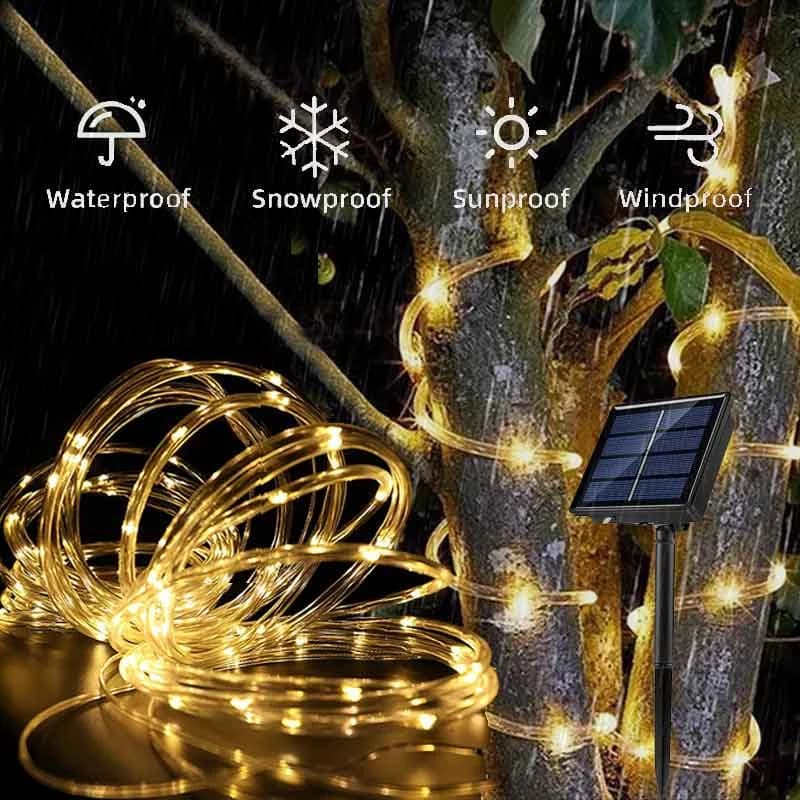 Lumini LED solare tip sfoară pentru alei, 8 moduri
