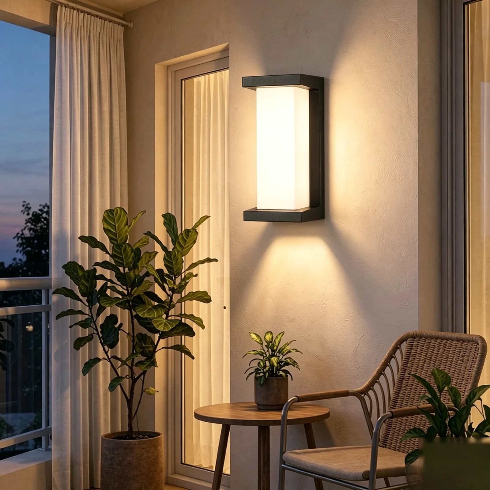 Aplică de perete LED modernă neagră, impermeabilă, cu senzor de mișcare