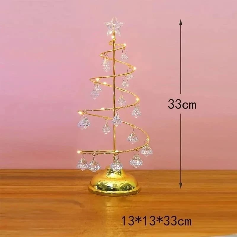 Lumină LED cu brad de cristal de Crăciun din fier electroplacat