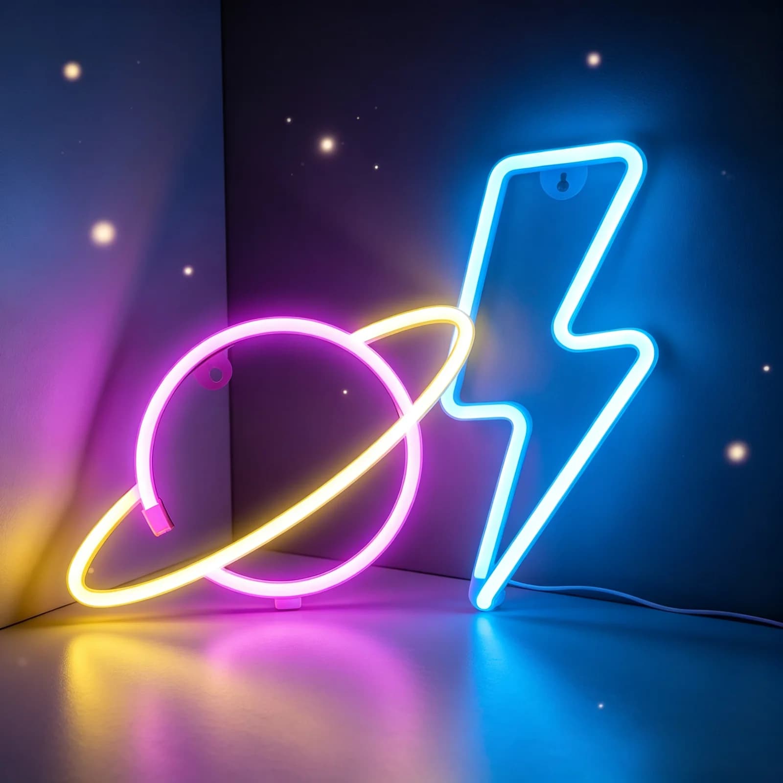 Neon Semnul Fulger, LED Alimentat USB/Baterii