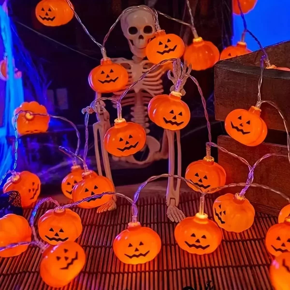 Ghirlandă lumini LED dovleci, 10/20 becuri