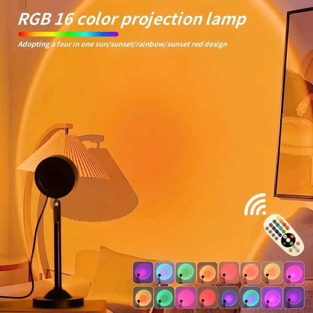 Lampă proiector apus RGB mini USB cu telecomandă