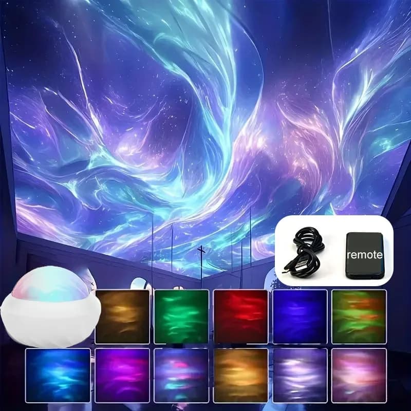 Lumină de noapte USB cu proiecție aurora multicoloră