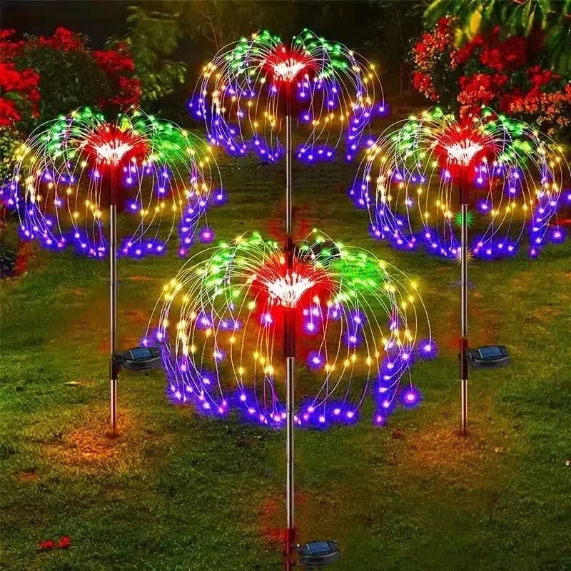Lumini de grădină solare LED cu design păpădie și foc de artificii
