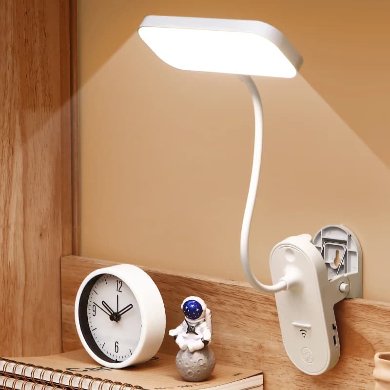 Lampă de noptieră LED cu cleme, reîncărcabilă USB, dimmable