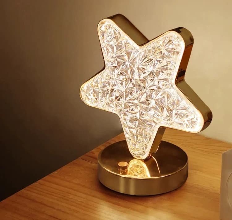 Lampă de noapte LED cristalină stea și lună, reîncărcabilă