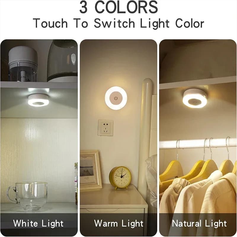 Lumină de noapte LED cu senzor tactil magnetic, reîncărcabilă USB