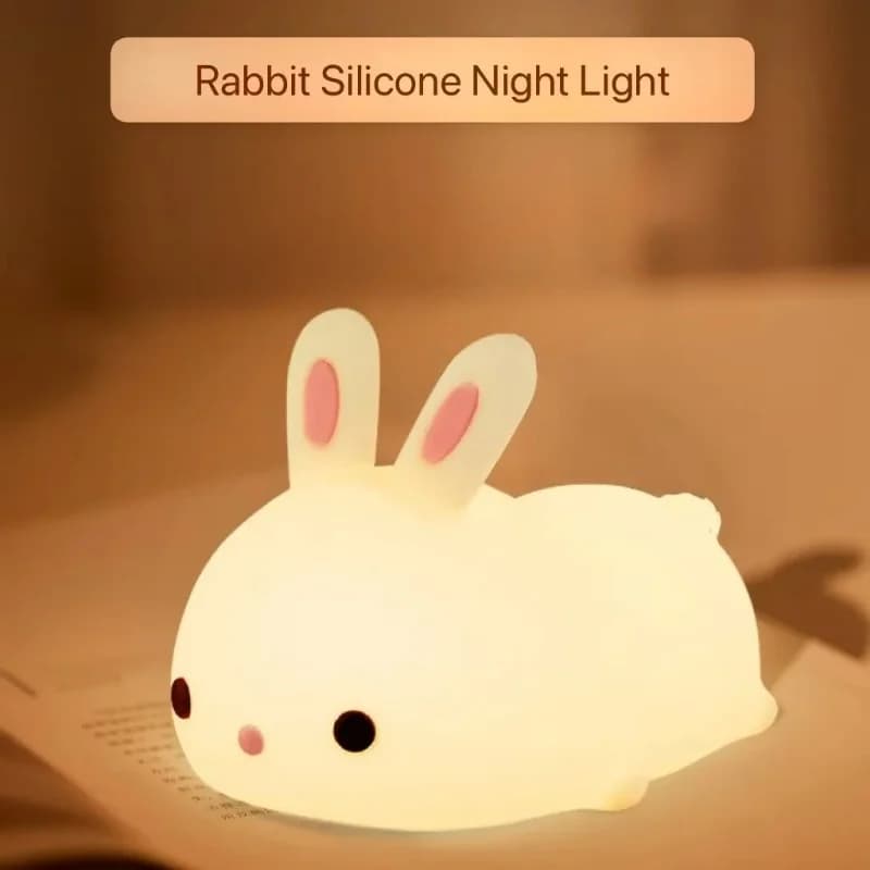 Lumină de noapte din silicon, iepuraș, reîncărcabilă