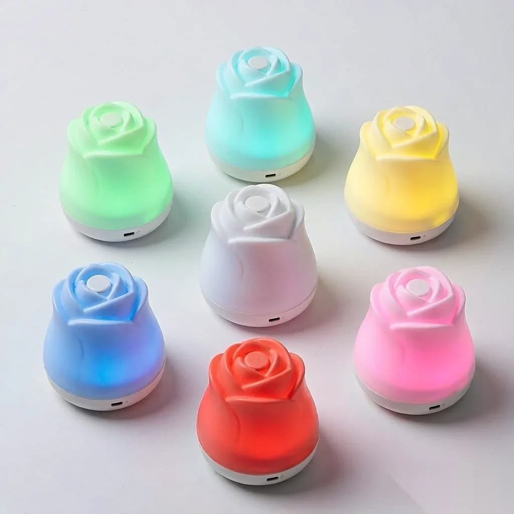 Lampă de noptieră în formă de trandafir, cu senzor touch și acumulator USB