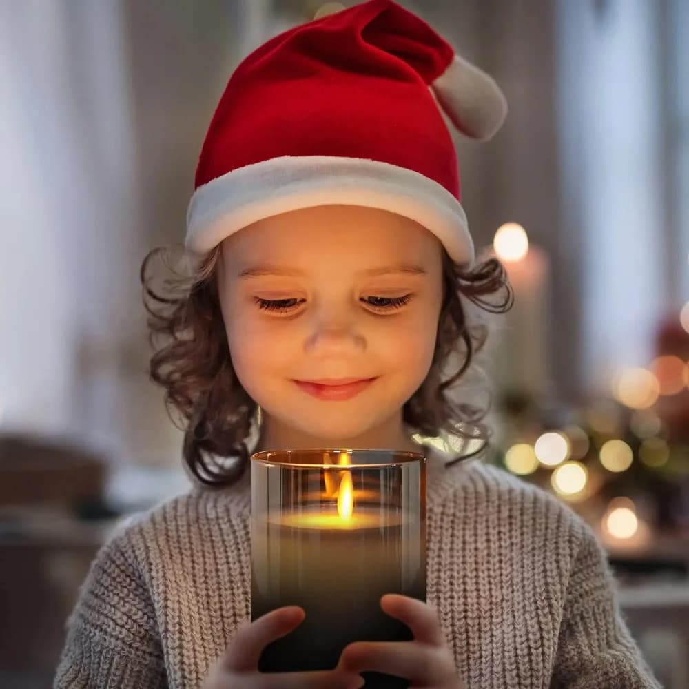 Set de lumânări LED fără flacără din sticlă, cu telecomandă și timer