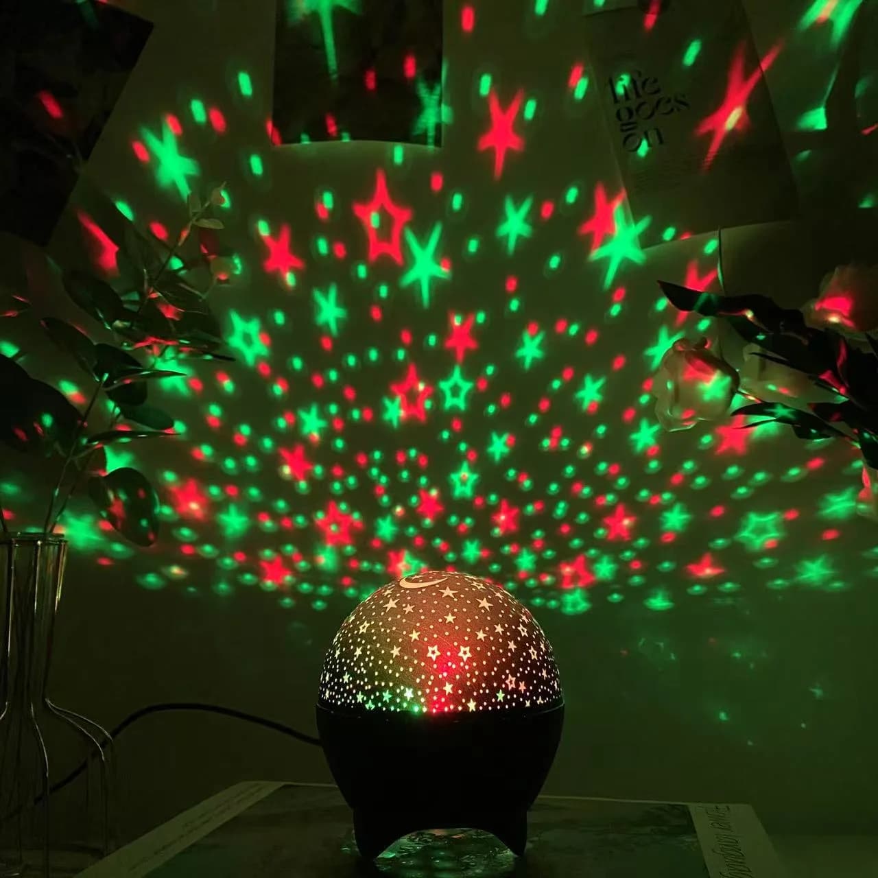 Proiector Mini cu Stele și Aurora, Lumină de Noapte LED USB cu 7 Moduri de Culori