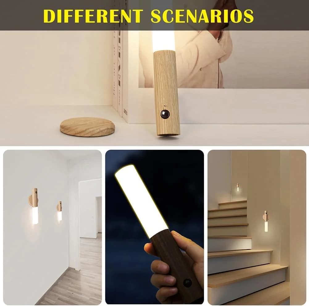 Lampă de noapte LED cu senzor de mișcare, lampă de dulap reîncărcabilă prin USB