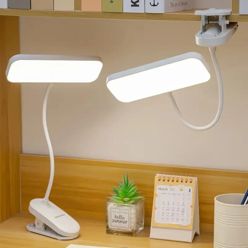 Lampă de birou LED cu clip, reîncărcabilă prin USB, reglabilă