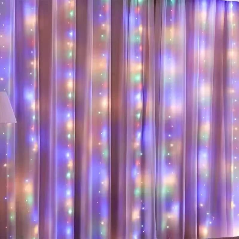 Ghirlande Lumini Curtină Fairy cu Telecomandă, LED Fir Cupru